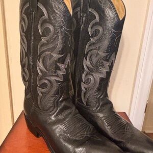 Black Leather Cowboy Boots